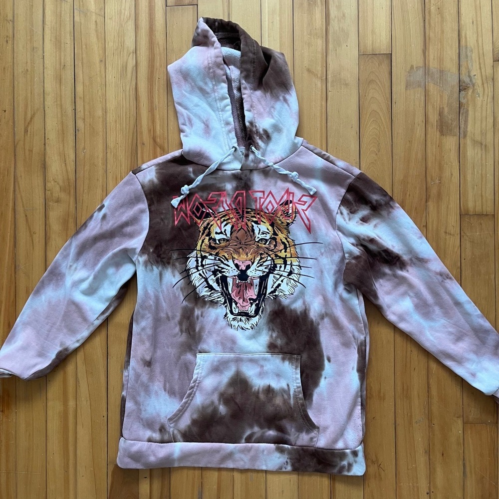 Unique Tie Dye Tiger Graphic Hoodie Hooded Sweatshirt Medium